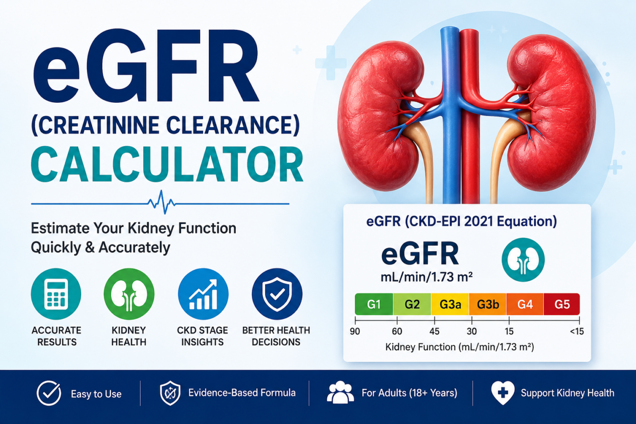 Free eGFR (Creatinine Clearance) Calculator – Estimate Your Kidney Function