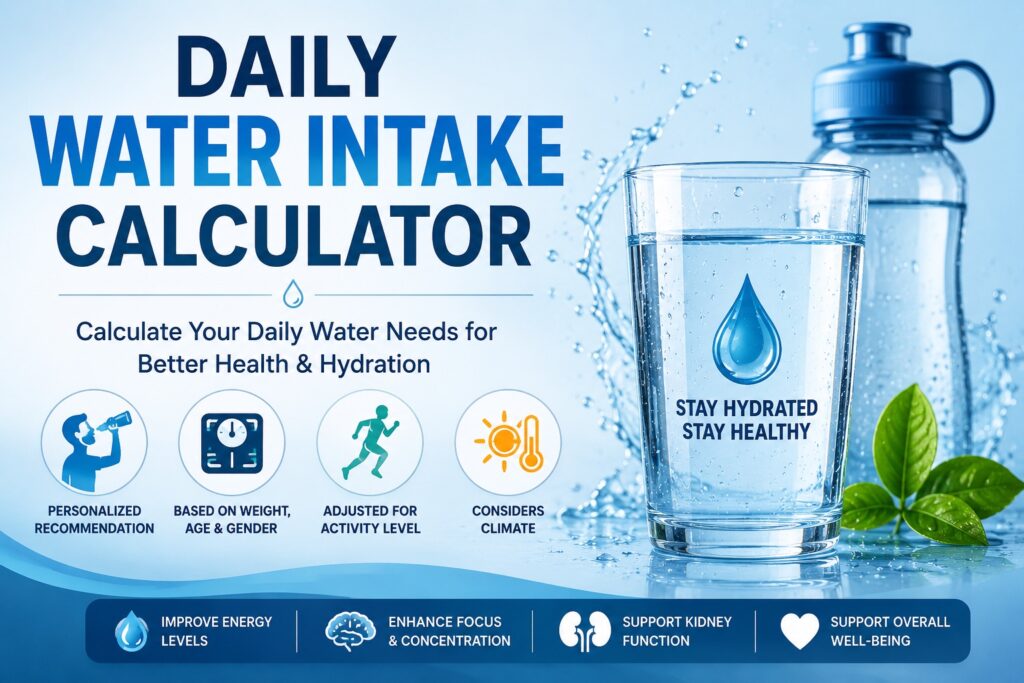 Free Daily Water Intake Calculator (2026) – Calculate How Much Water You Should Drink