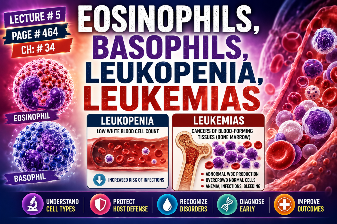 EOSINOPHILS, BASOPHILS,LEUKOPENIA, LEUKEMIAS - Lecture # 5, Page # 464, Ch: # 34