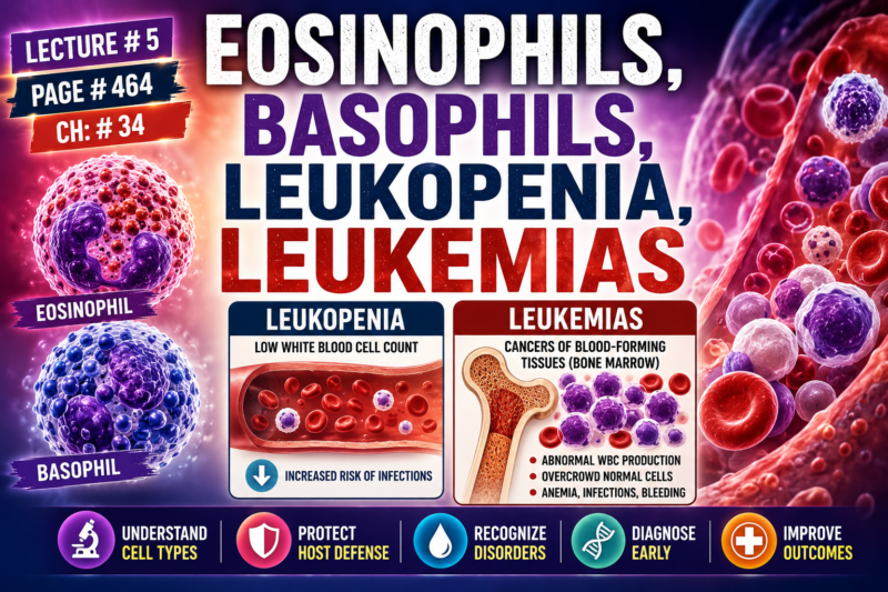 EOSINOPHILS – Lecture # 5, Page # 464,  Ch: # 34 Superfast Simplified Self Learning Series.
