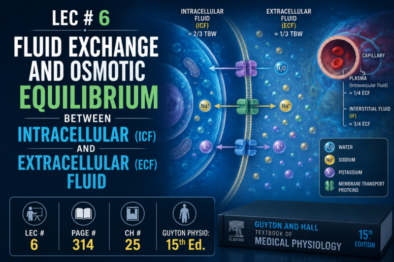 LEC # 6 FLUID EXCHANGE AND OSMOTIC EQUILIBRIUM BETWEEN INTRACELLULAR AND EXTRACELLULAR FLUID PAGE # 314 CH # 25 GUYTON PHYSIO: 15Eth Ed: