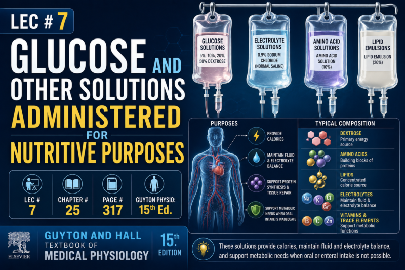 GLUCOSE AND OTHER SOLUTIONS ADMINISTERED FOR NUTRITIVE PURPOSES. LEC # 7 CH# 25 PAGE # 317 15th: Ed: guyton physiology.