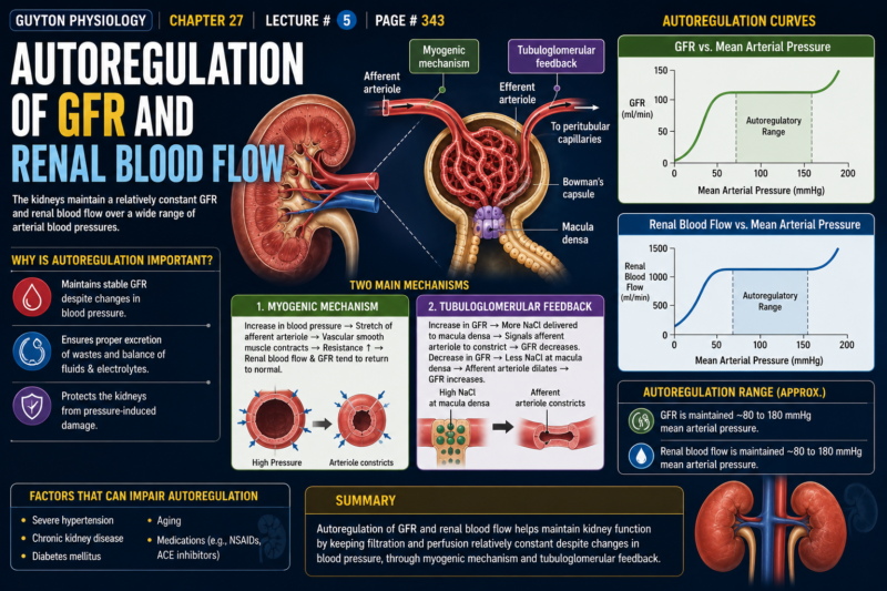 AUTOREGULATION OF GFR AND RENAL BLOOD FLOW     Page # 343 Lec # 5 Ch # 27 GUYTON PHYSIOLOGY