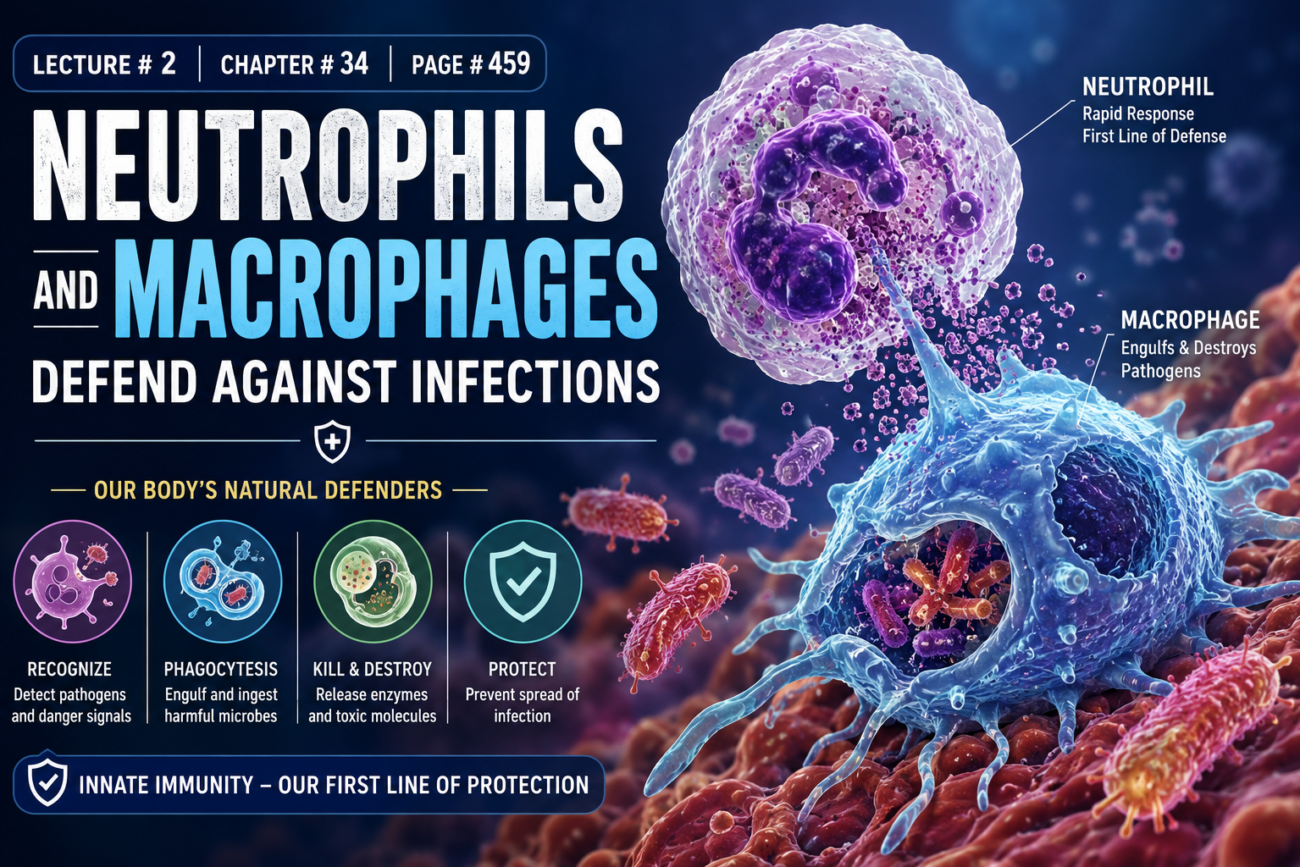 Neutrophils and Macrophages Defend Against Infections - Lecture # 2, Page # 459, Ch:# 34