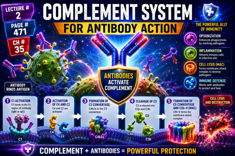 Complement System for Antibody Action superfast self learning series Guyton physiology 15th Edition.