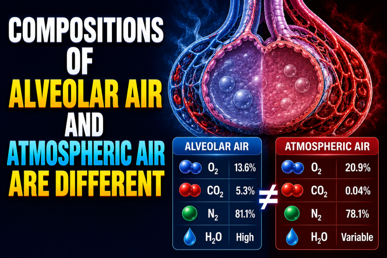 COMPOSITIONS OF ALVEOLAR AIR AND ATMOSPHERIC AIR ARE DIFFERENT - SUPERFAST IMAGE BASE SELF LEARNING SERIES -2 PAGE # 523, Ch: # 40 Guyton Physiology 15th Edition.