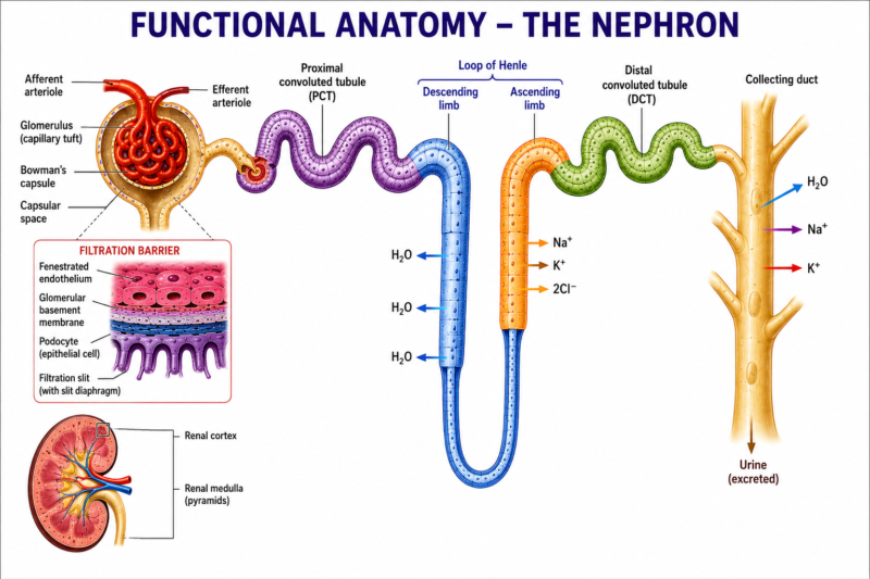 FUNCTIONAL ANATOMY – THE NEPHRON Ch# 37 Page # 693 (Ganong's Review of medical physiology 27th Edition)