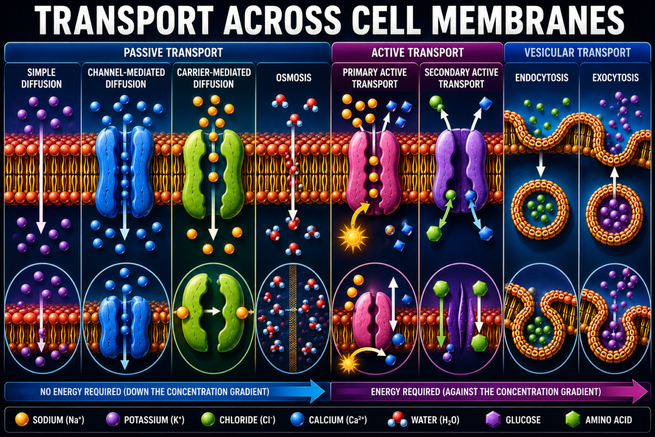 TRANSPORT ACROSS CELL MEMBRANES -TRANSPORT ACROSS CELL MEMBRANES SUPERFAST SELFL EARNING SERIES # 3 PAGE# 5 Ch # 1 COSTANZO physiology 8th Edition.