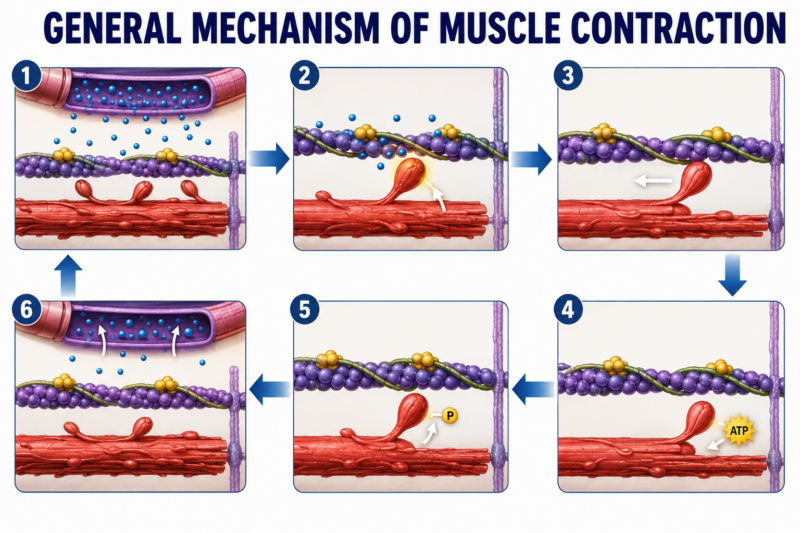 GENERAL MECHANISM OF MUSCLE CONTRACTION – Self learning, Lecture  # 2, page # 81 Ch # 6