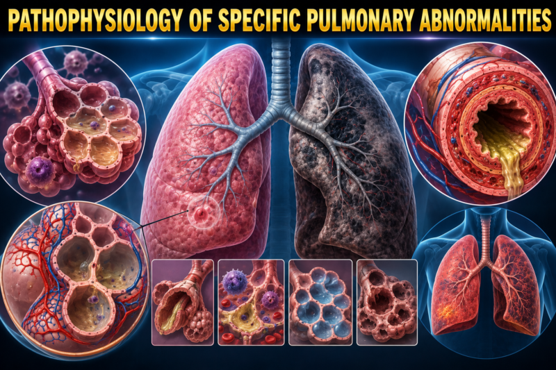 PATHOPHYSIOLOGY OF SPECIFIC PULMONARY ABNORMALITIES – Self learning Lecture # 2, Page # 553.