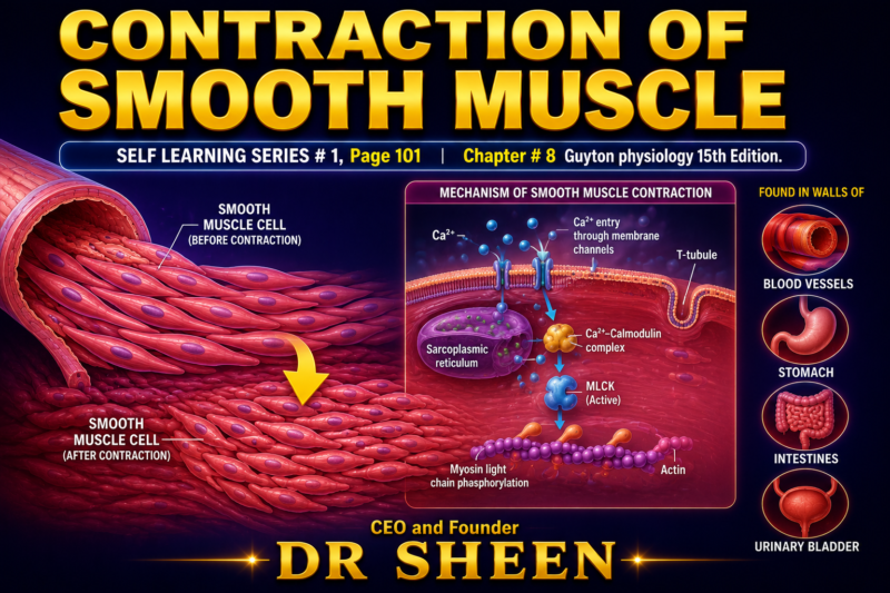 CONTRACTION OF SMOOTH MUSCLE – SELF LEARNING LECTURE # 1, Page 101 Chapter # 8.