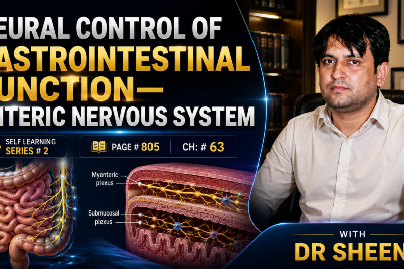 NEURAL CONTROL OF GASTROINTESTINAL FUNCTION—ENTERIC NERVOUS SYSTEM – SELF LEARNING, Lecture # 2, Page # 805 Chapter # 63  with Dr sheen