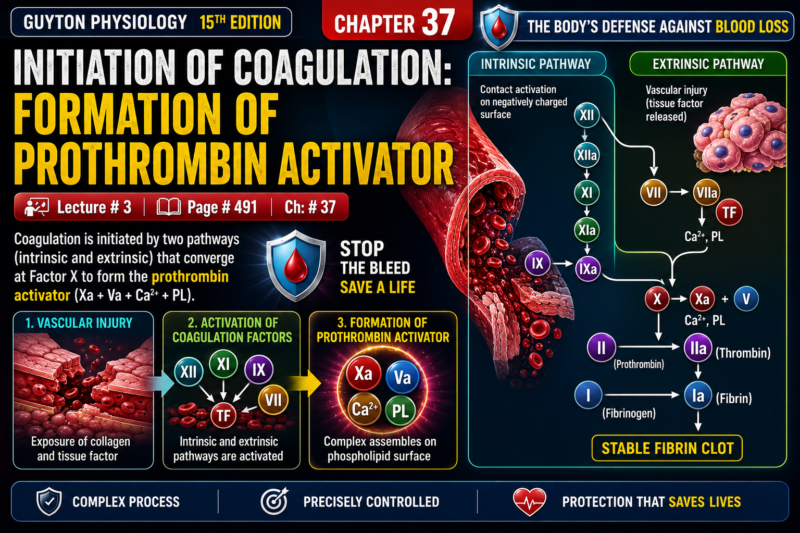 INITIATION OF COAGULATION: FORMATION OF PROTHROMBIN ACTIVATOR - Lecture # 3 Page # 491 Ch: # 37,