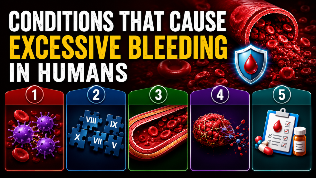 CONDITIONS THAT CAUSE EXCESSIVE BLEEDING IN HUMANS - Lecture # 4 Page # 494 Ch: 37 guyton physiology 15th Edition.