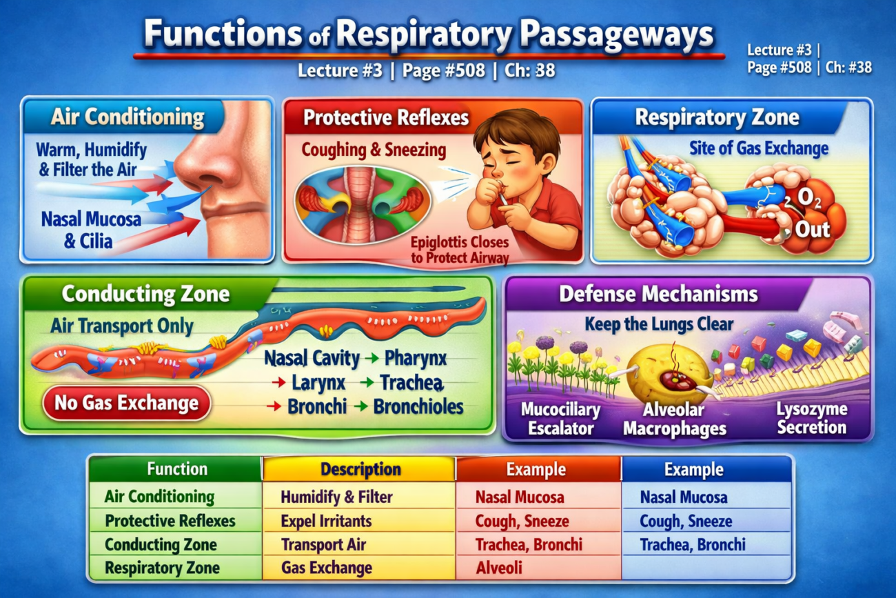 Functions of Respiratory Passageways- Lecture # 3 page # 508 Ch# 38