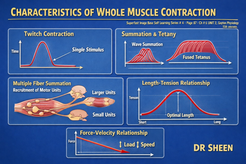 CHARACTERISTICS OF WHOLE MUSCLE CONTRACTION –  Self learning, Lecture # 4, page # 87 Ch# 6 UNIT 2.