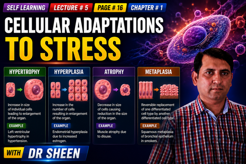 CELLULAR ADAPTATIONS TO STRESS- Hypertrophy – Hyperplasia – Atrophy – Metaplasia – page # 16, Lecture # 4,  Chapter # 1