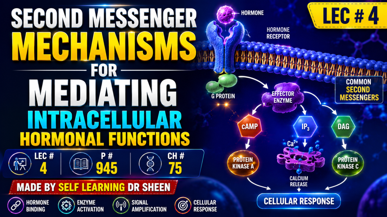 SECOND MESSENGER MECHANISMS FOR MEDIATING INTRACELLULAR HORMONAL FUNCTIONS - Lec # 4 P # 945 Ch # 75