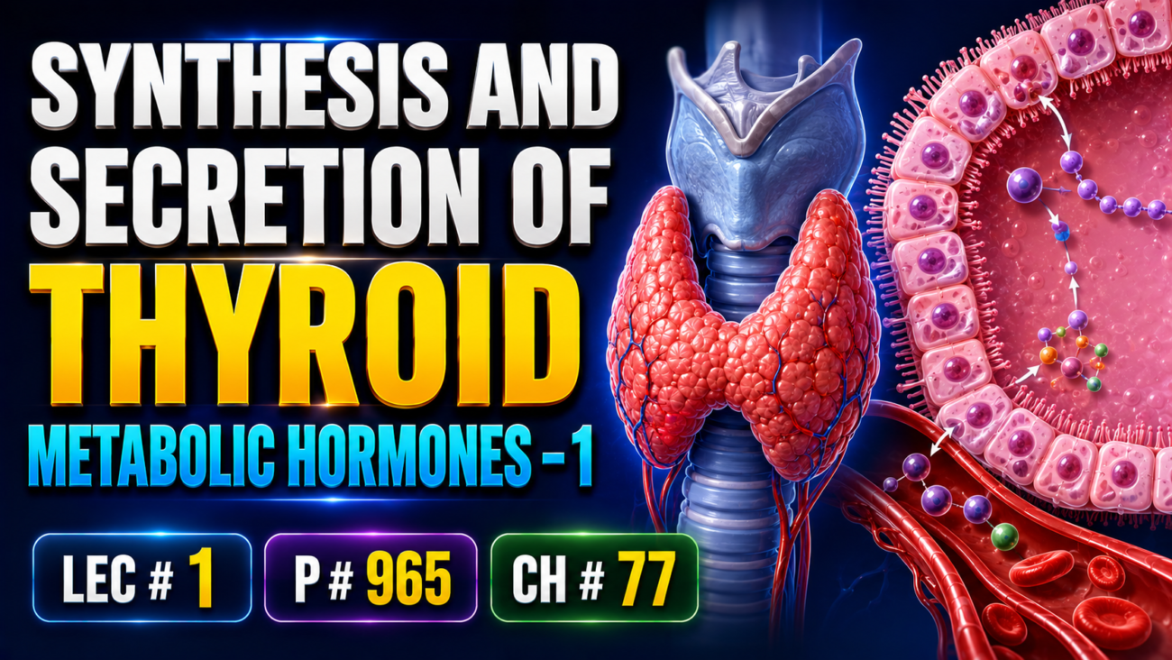 SYNTHESIS AND SECRETION OF THYROID METABOLIC HORMONES - 1 Lec# 1 P# 965 Ch: # 77