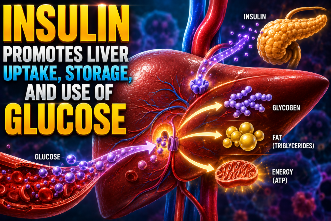 Insulin Promotes Liver Uptake, Storage, and Use of Glucose - Lec# 2 P# 1002 Ch: # 79