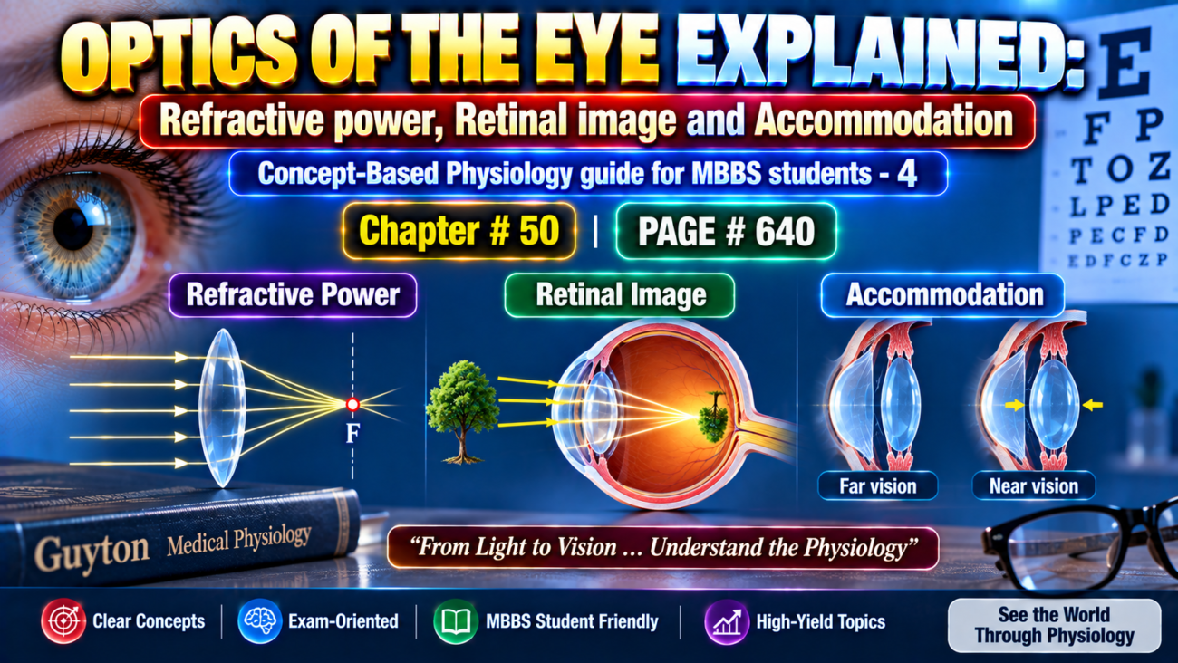 OPTICS OF THE EYE EXPLAINED: Refractive power, Retinal image and Accommodation - Concept-Based Physiology guide for MBBS students - 4
