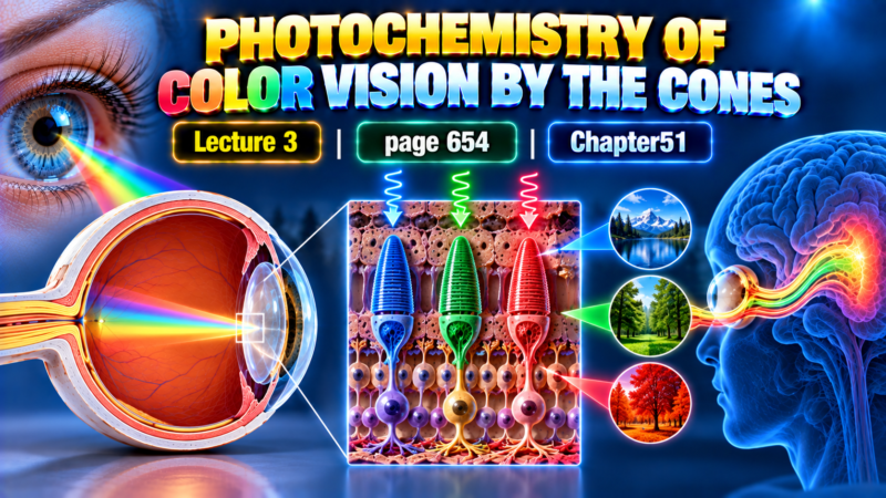 PHOTOCHEMISTRY OF COLOR VISION BY THE CONES –  Lecture 3 | page 654 | Chapter51