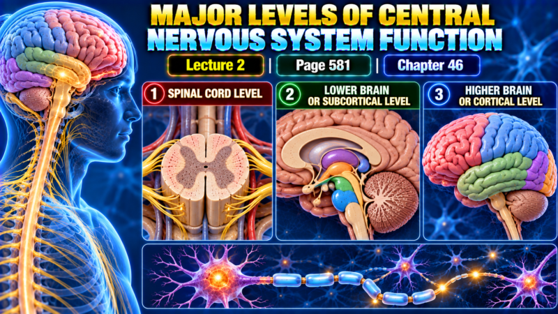  MAJOR LEVELS OF CENTRAL NERVOUS SYSTEM FUNCTION – Lecture 2 | Page 581 | Chapter 46