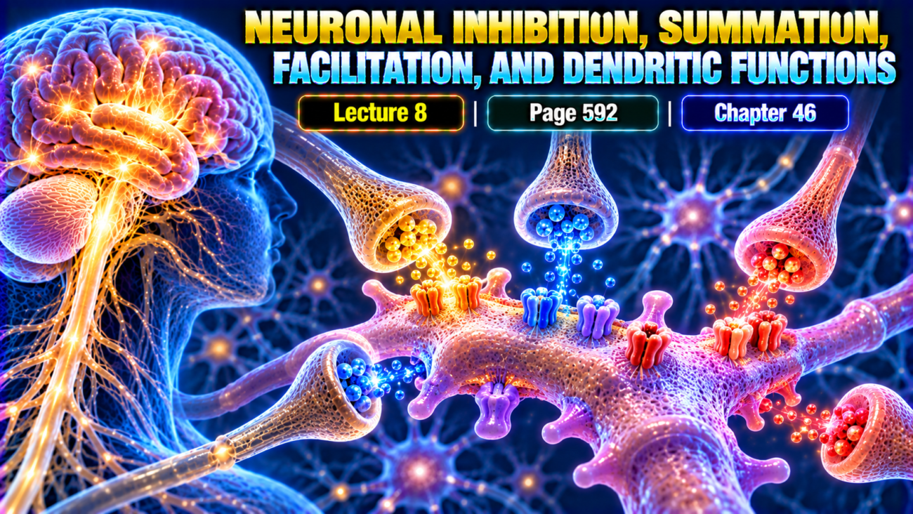 NEURONAL INHIBITION, SUMMATION, FACILITATION, AND DENDRITIC FUNCTIONS - Lecture 8 | Page 592 | Chapter 46